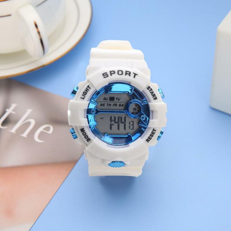 Reloj electrónico LED para hombre y niño, pulsera Digital deportiva informal con correa de silicona luminosa redonda, regalo de cumpleaños