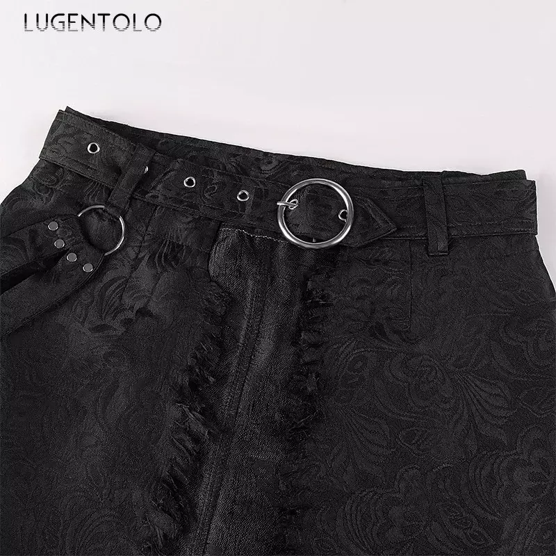 Lugentolo-男性用ダークロックスカート,非対称,ゴシック,スチームパンク,カジュアル,レトロ,カジュアル,無地,毛皮,あごひげ用