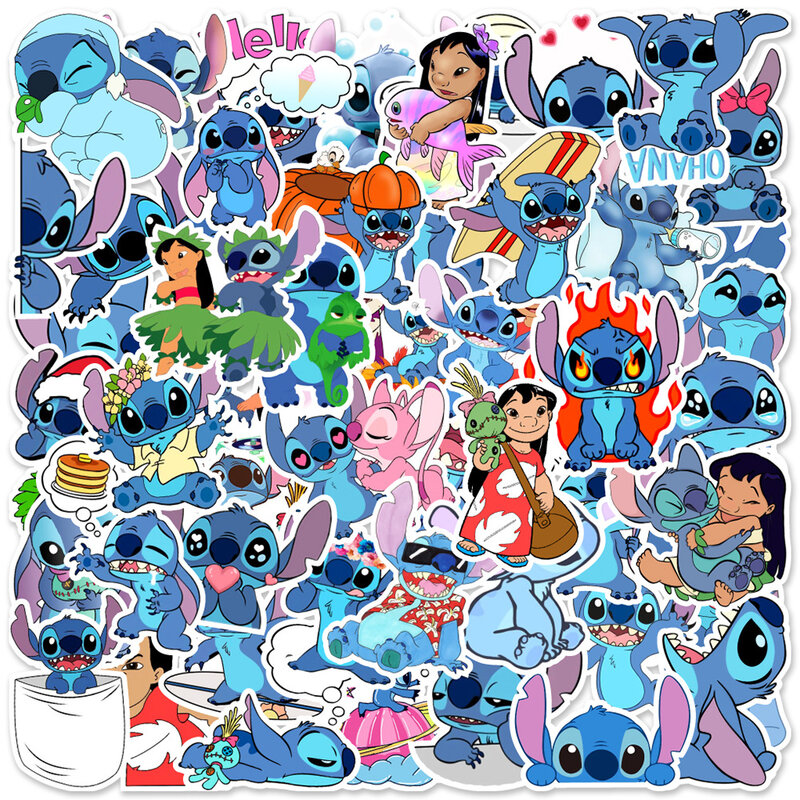 Disney-Cute Cartoon Stitch Adesivos, telefone DIY, guitarra, laptop, bagagem, skate, decalques Graffiti, garoto divertido, 10 pcs, 30 pcs, 50pcs