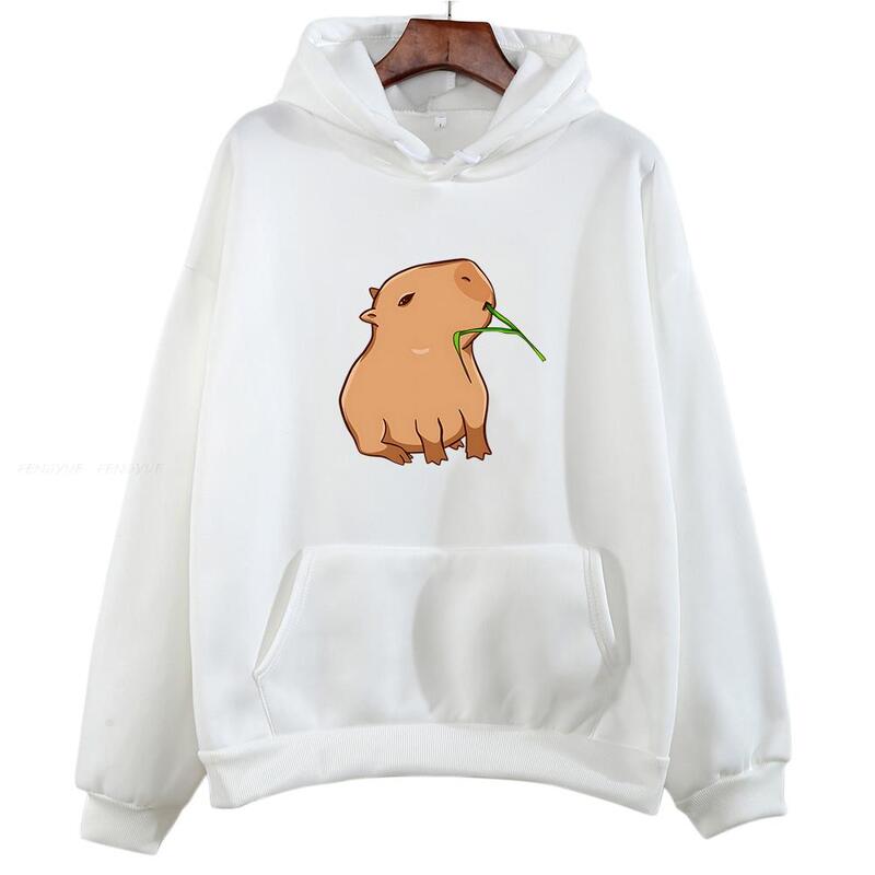 Śmieszna bluza z kapturem z nadrukiem kapibara damska/męska bluza z kapturem dla chłopców i dziewcząt z kreskówek Unisex moda Harajuku wzór