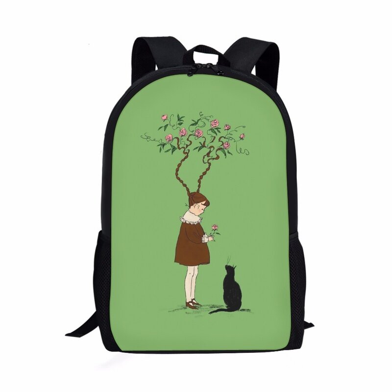 Little Girl Print Pattern School Bag para crianças, Adolescentes mochila de grande capacidade, Moda Casual Jovem