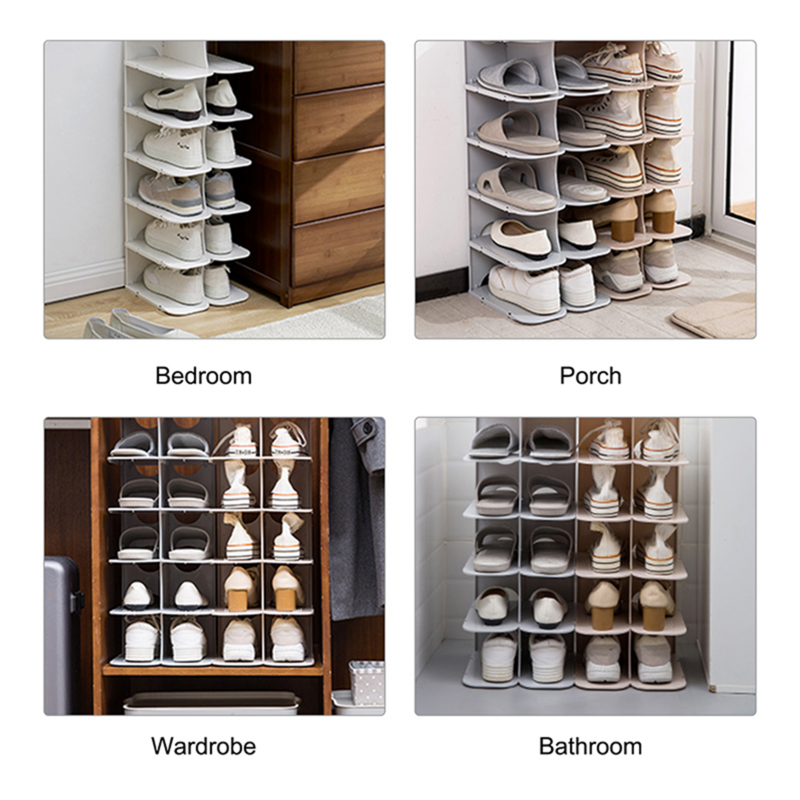 Organizador de zapatos apilable de 6 capas, estante para zapatos, soporte para ahorro de espacio, caja de almacenamiento