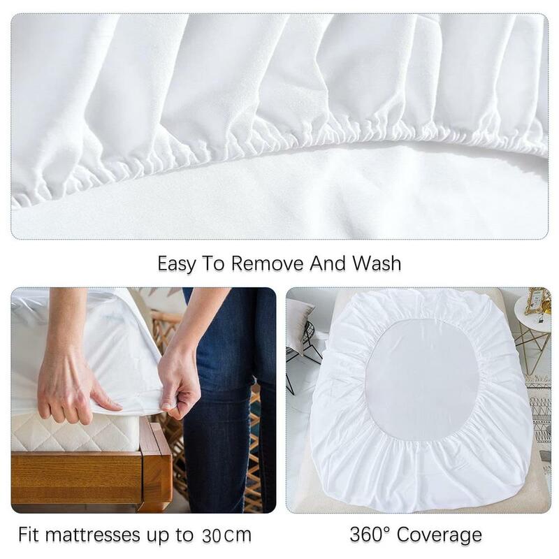 100% Waterproof Fitted Bed Sheet with Elastic Band Anti-slip Cover Mattress Protector for Single Double King Queen 160 180 200
