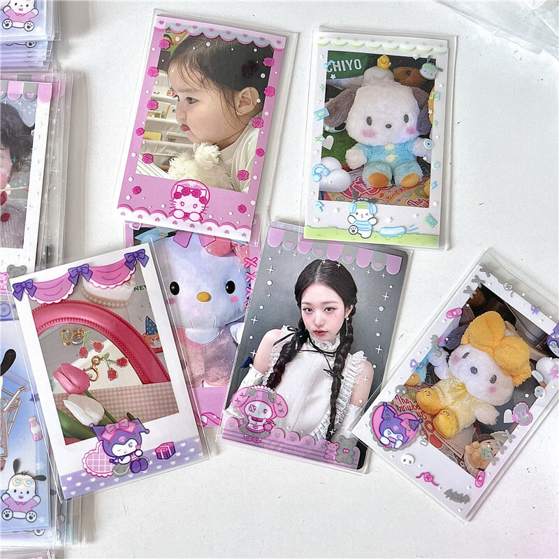 Portatarjetas DE FOTOS Kpop de dibujos animados japoneses, Fundas protectoras de pantalla de fotos láser Idol, papelería Kawaii, regalo para niños, 20 unids/lote por paquete