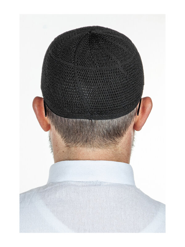 Luxo aço de malha boné de oração qualidade visual recurso ramadan perfeito presente leve poliéster algodão para homem