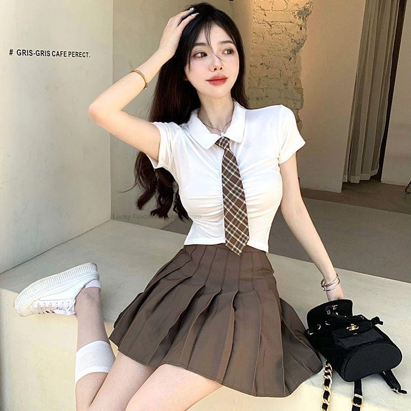 Conjunto de uniforme Jk estilo japonês e coreano vintage feminino, uniforme escolar de meninas quentes, moda feminina, diário