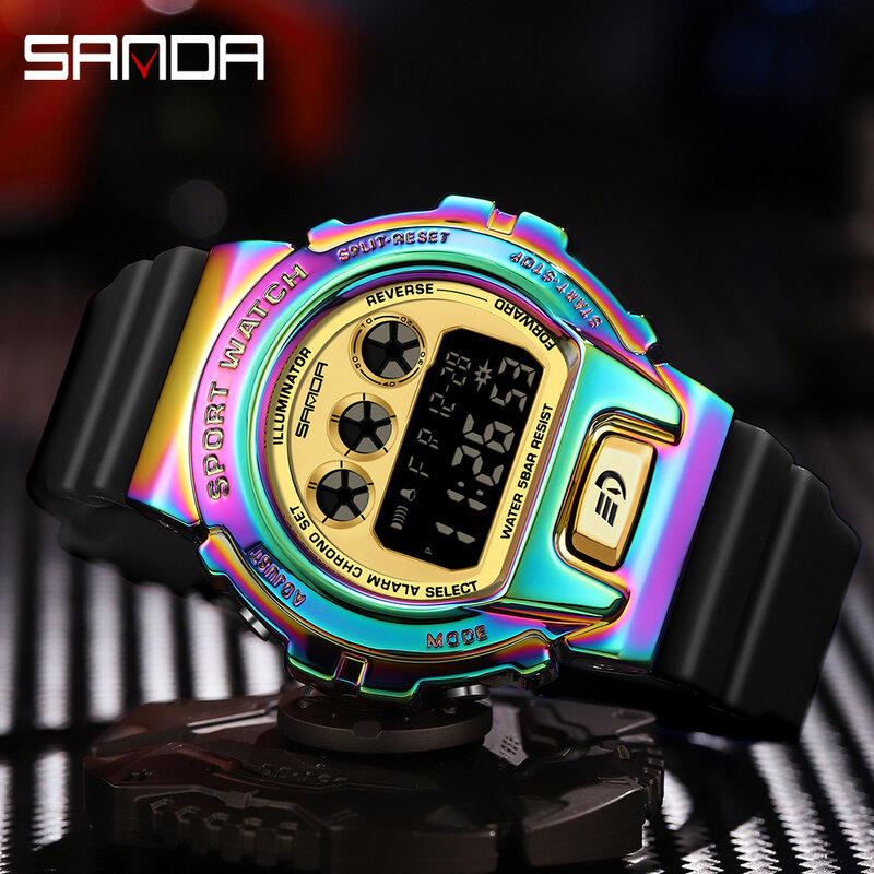Часы наручные SANDA мужские электронные, роскошные светодиодные цифровые модные повседневные спортивные