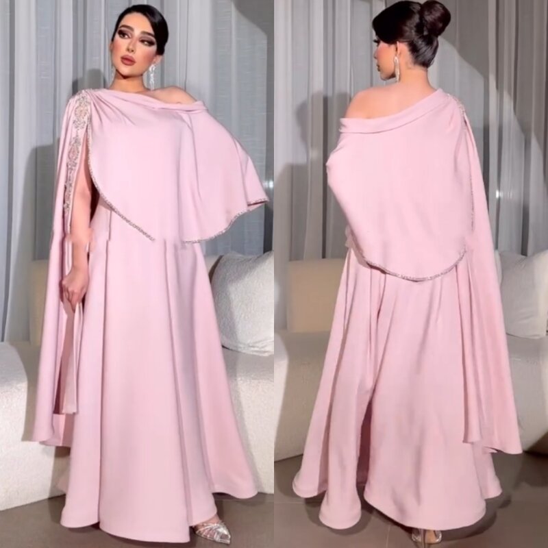 Ball Dress Evening Prom  Satin Draped Beading Celebrity A-line One-shoulder Bespoke Occasion Gown Long es Saudi Arabia