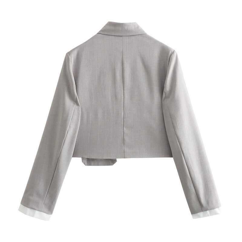Conjunto de 2 piezas para mujer, abrigo corto con bolsillo de parche, pantalones plisados anchos, falda, 2024