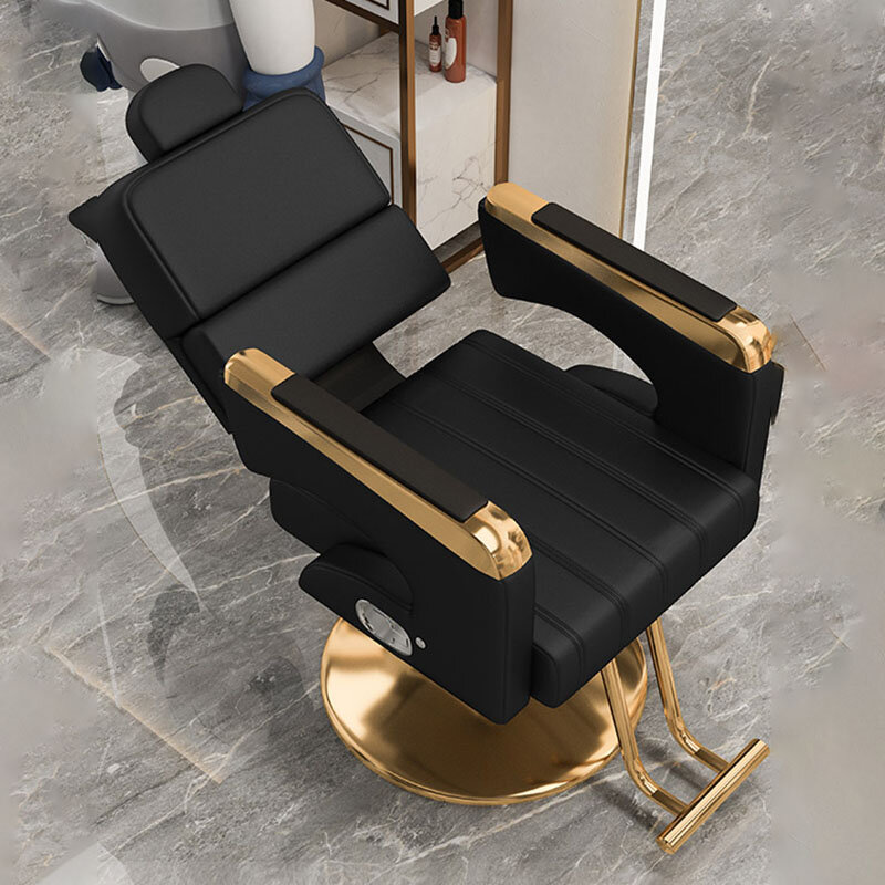 Silla De barbero Reclinable para el hogar, asiento giratorio clásico profesional, elevador De silla, alfombrilla cuadrada, muebles suaves, gris