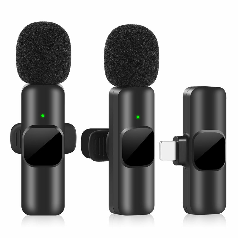 Mikrofon Lavalier nirkabel portabel, Mic Mini rekaman Video Audio portabel untuk iPhone Android siaran langsung game ponsel