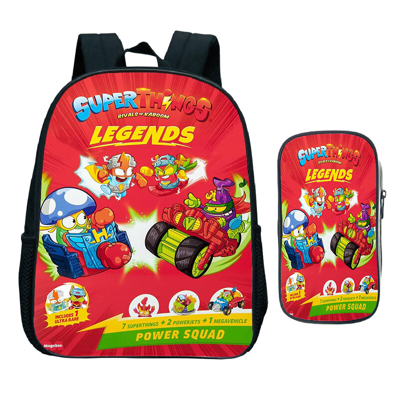 SuperThings-mochilas con estampado 3D para niños y niñas, Juego de 2 piezas, mochila escolar para jardín de infantes