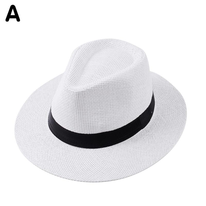Summer Unisex Sun Hat Papyrus Flat Brim Hat Summer Beach Sun Straw Panama Jazz Hat Hand Woven Wide Flat Beach Hat