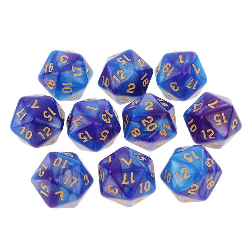 10pcs Polyhedral ลูกเต๋า 20 ด้าน D20 Dices ลูกเต๋า RPG เกม Props Tabletop GAMING Supplies-สีคู่