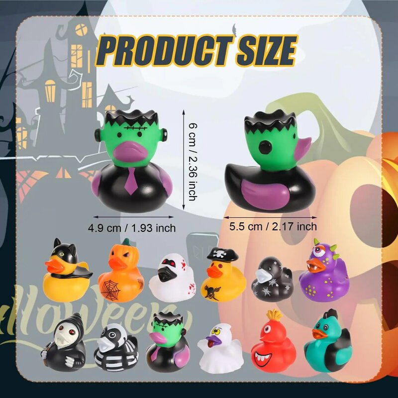 12pcs Halloween Rubber Duck,Rubber Duck Toy Funny Halloween Themed Rubber Duck Cute Duck Bath Toy for Kid Halloween  Party Decor