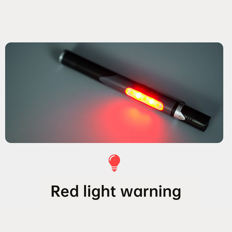Lanterna médica portátil com caneta titular, Design LED, Dual Light Source, indicador de carregamento, Camping