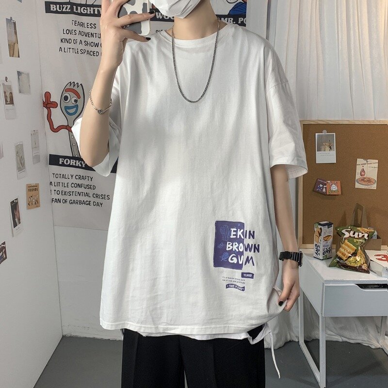 -Ah! Camiseta estilo Hong Kong manga curta, macia e amigável para a pele, casal casual japonês, estilo chinês, 2022