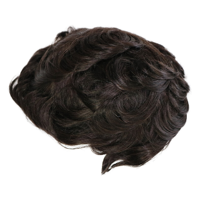 Garis rambut manusia rambut manusia alami lembut pria 8x10 rambut palsu kulit tipis pria sistem pengganti potongan rambut prostesis Capsule