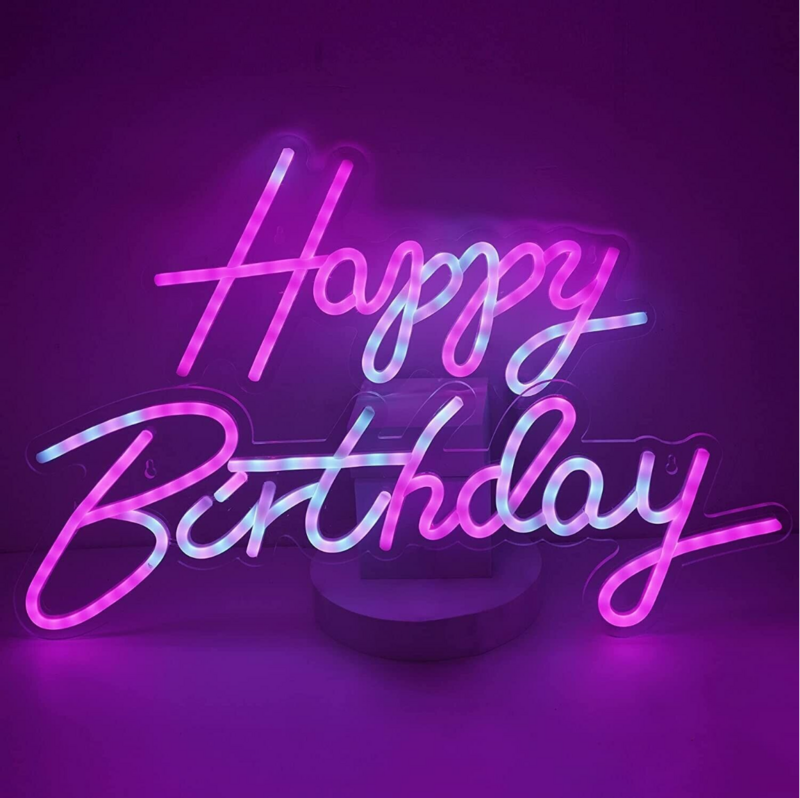 Happy Birthday RGB LED Neon Sign, Decoração de aniversário, Custom Night Light, Birthday Party Decorações, Presentes de aniversário