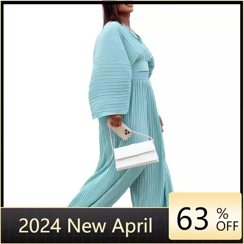 Setelan atasan dan celana wanita ukuran Plus, pakaian malam polos wanita elegan untuk wanita, set Afrika cocok, mewah, baru, 2024