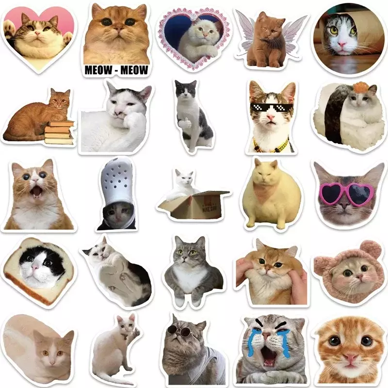 Pegatina de PVC Kawaii Love Cat para niños, decoración coreana para álbumes de recortes, papelería, suministros escolares, 10/30/50 piezas
