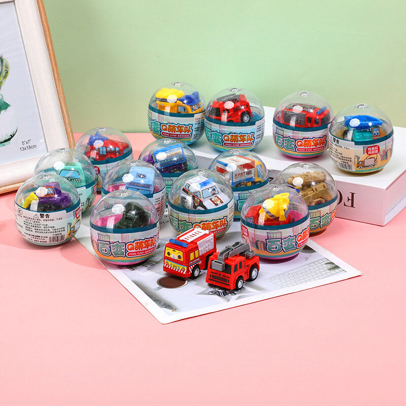 Mini Car Model Toy Capsule Toy Pull Back Car Toys Engineering Vehicle Fire Truck Kids Inertia Cars Boy Toys for Children Gift