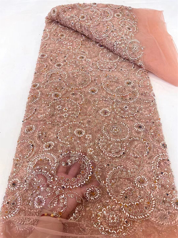 Африканская кружевная ткань с блестками и вышивкой из бисера для жениха, нигерийский Свадебный стиль 2024, Высококачественная французская Тюлевая кружевная ткань для свадьбы