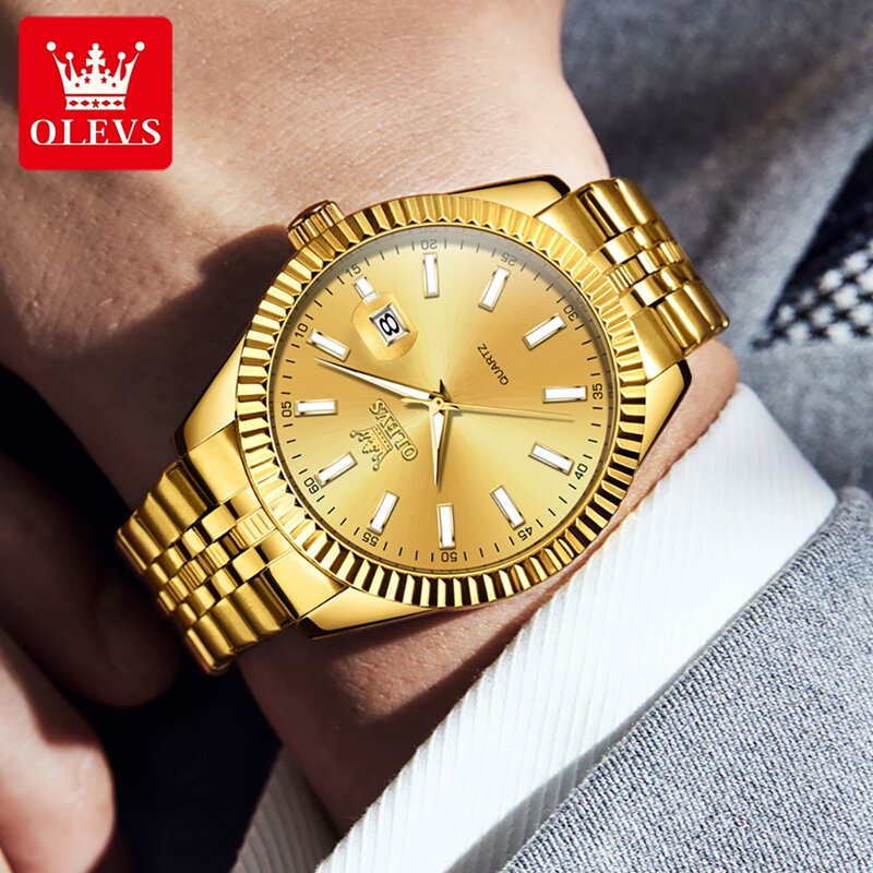OLEVS 5593 Original Quartz Men's Watch Luxury Brand Waterproof Luminous High Quality Stainless Steel Watch for Men Hand Clock