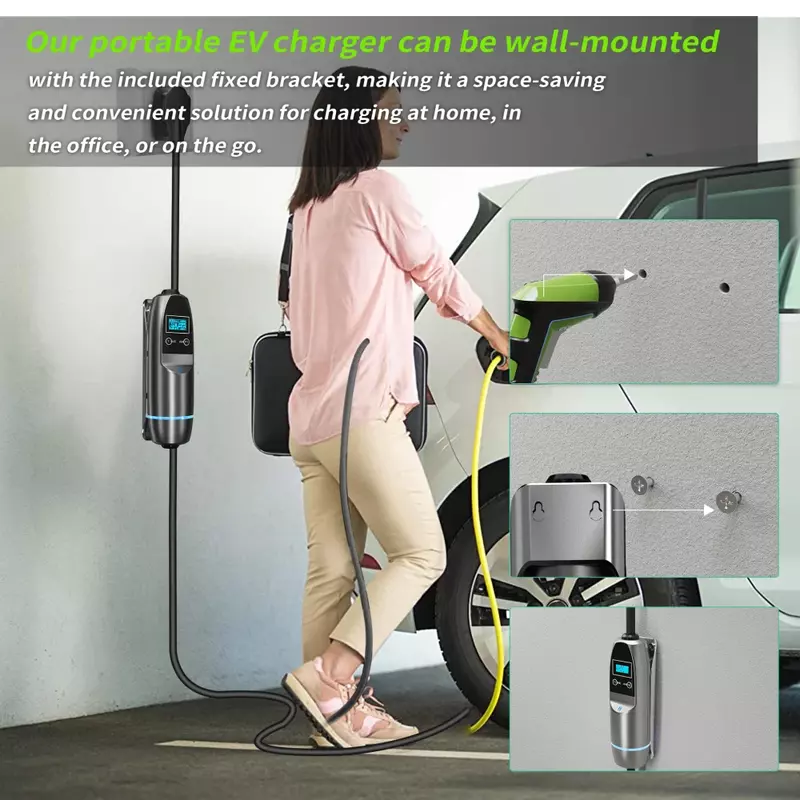 Khons 전기 자동차 충전기, 단상 EV 휴대용 충전기, 타입 2, 32A 충전 케이블, CEE 플러그 EV 충전 스테이션, 7kw