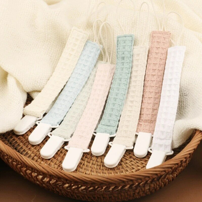 New Solid Colour Cotton Baby Pacifier Clip BPA Free Newborn Nipple Holder  Baby Dummy Soother Pacifier Chain Baby Accessories