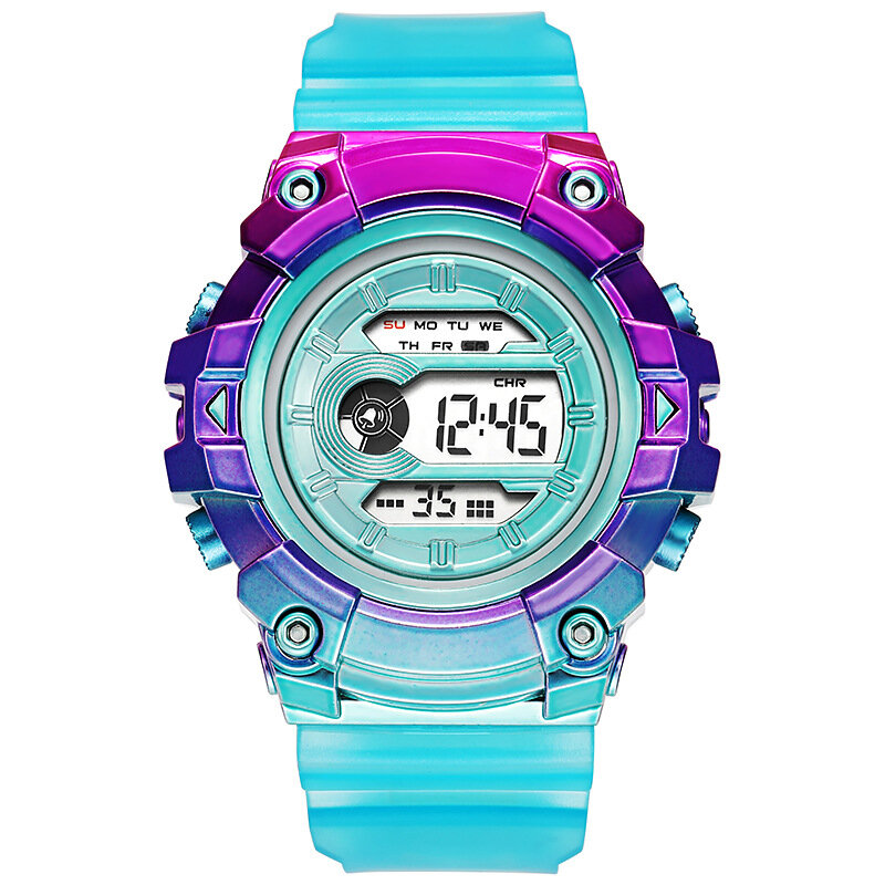 Relógios femininos gradiente colorido, relógio digital luminoso para esporte, relógio LED para meninas, relógio de pulso, moda casual, presente feminino