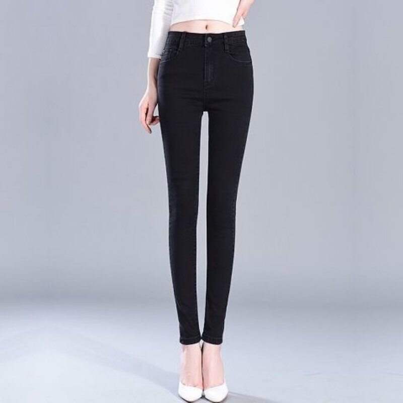 Invisible Open Crotch Outdoor Sex Tight Boyfriend Jeans Women's High Waist Slim Fit Straight Ankle Lightweight Denim Trousers