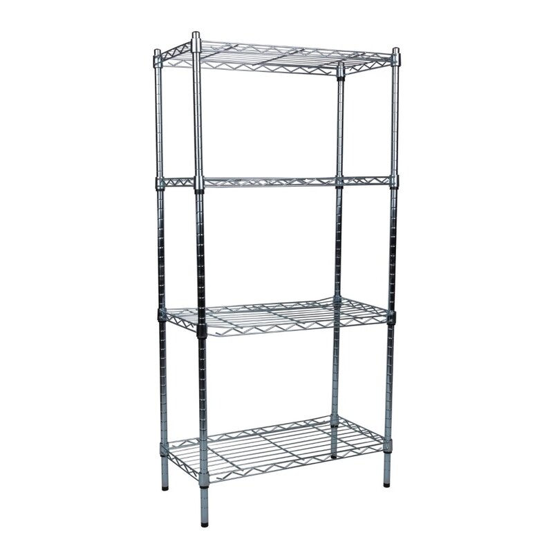 Adjustable Storage Rack, 4-Tier Industrial Shelving Unit for Basement, Warehouse, Supports 200 lbs. Per Shelf, Steel, Silver