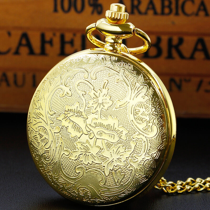 Reloj de bolsillo de cuarzo Vintage dorado de lujo, joyería para hombres y mujeres, accesorios colgantes, reloj digital