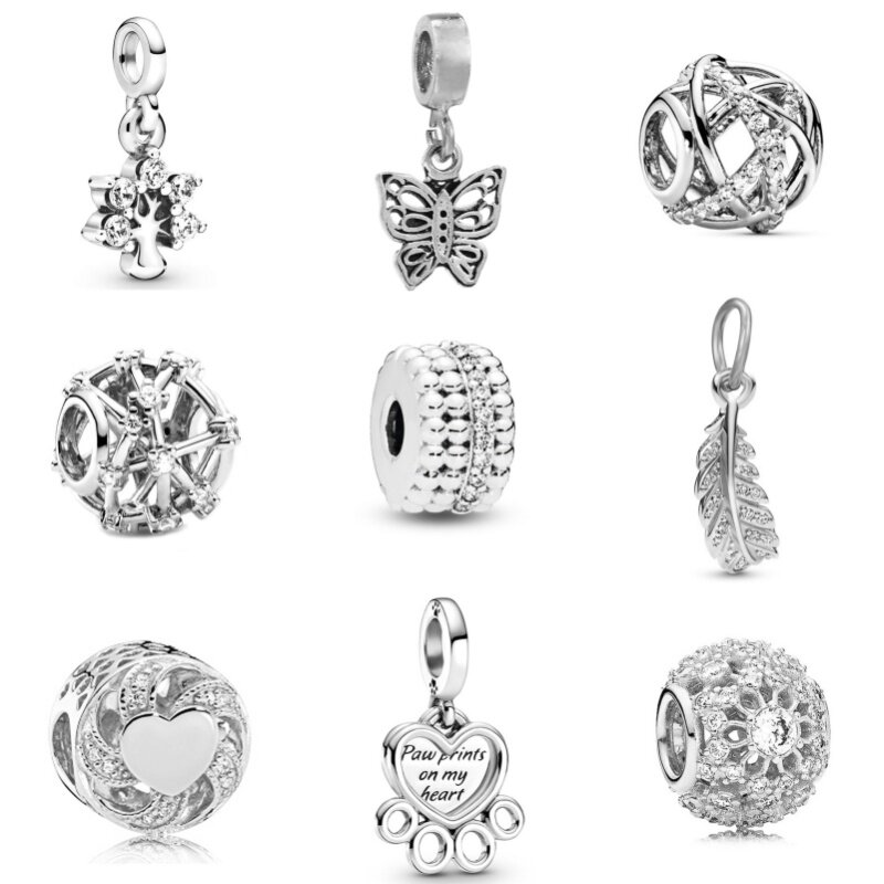 سلسلة اللون الفضي سحر قلادة للنساء ، الخرز ، يناسب قلادة الباندورا الأصلية ، سوار ، مجوهرات ، هدايا ، سلسلة ، إكسسوارات