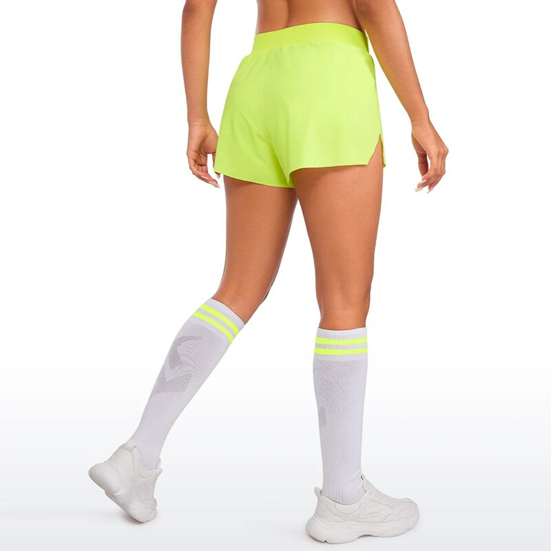 CRZ กางเกงวิ่งโยคะสำหรับผู้หญิงเอวสูงผ่าข้างแบบแยกชิ้นกางเกงออกกำลังกายเล่นกีฬาแบบมีซับในแห้งเร็ว