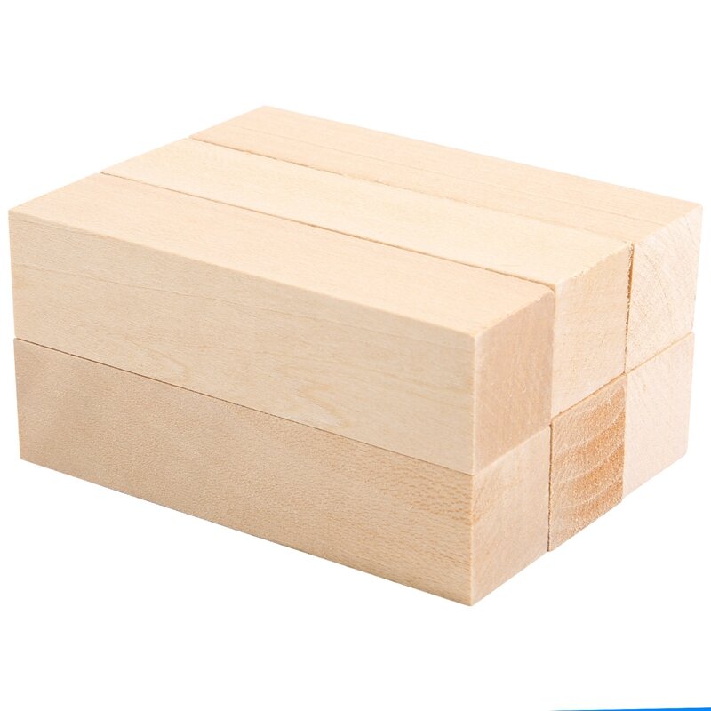Blok ukiran kayu Basswood, 6 buah untuk pemula kayu peralatan hobi ukiran DIY kayu