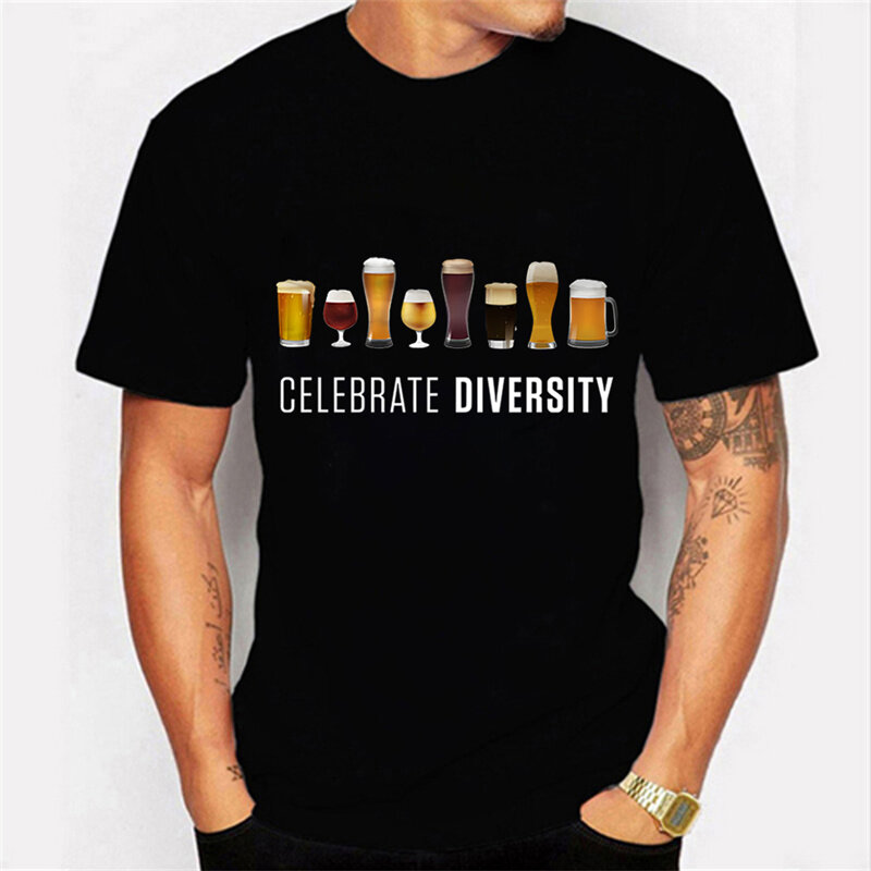 CELEBRATE DIVERSITY Beer Man Shirt Funny Brother Summer Men's T-shirts Beer Lover Unisex Tshirts Oversized Tee Shirt Camiseta