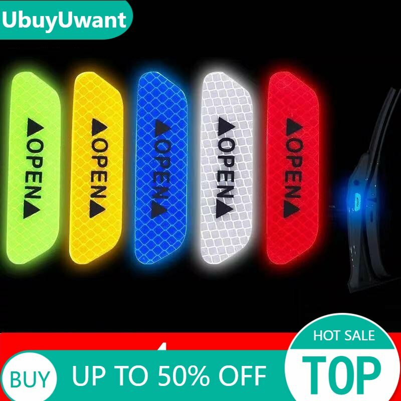 4pcs Car OPEN Reflective Tape Warning Mark Reflective Open Notice Bicycle Accessories Exterior For F30 golf 7 for Ford Mustang