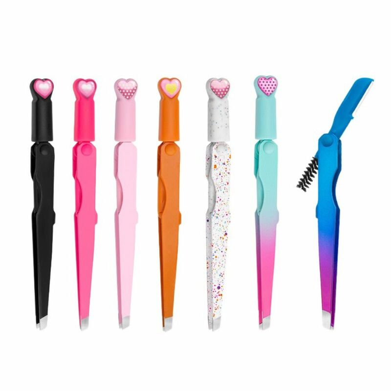 Stainless Steel 3 In 1 Eyebrow Clip Multifunctional Colorful Eyebrow Trimmer Facial Hair Removal Makeup Auxiliary Tool
