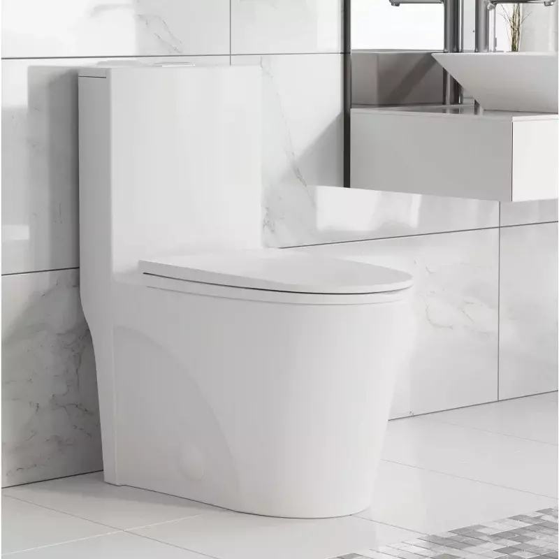 Swiss Madison dibuat dengan baik Forever SM-1T254 St. Tropez satu bagian Toilet, 26.6 "x 15" x 31 inci, putih mengkilap