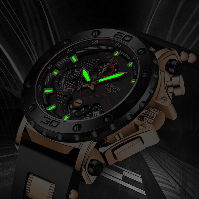 2023 LIGE Luxo Mens Relógios Original Caso Grande Dial Watch Homens Negócios Relógio de Pulso Sports Watch para Homens Relogio masculino + Caixa