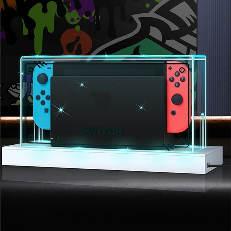 YLW podstawa RGB przezroczysta osłona przeciwpyłowa do przełącznika Nintendo Oled osłona ochronna rękaw ochronny akrylowa obudowa wyświetlacza akcesoria do gier