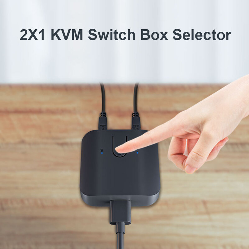 Switch KVM USB portátil para Windows 10, USB 2.0, 3.0, 2 portas, PC, teclado, mouse, impressora, 4 dispositivos, acessórios para switch