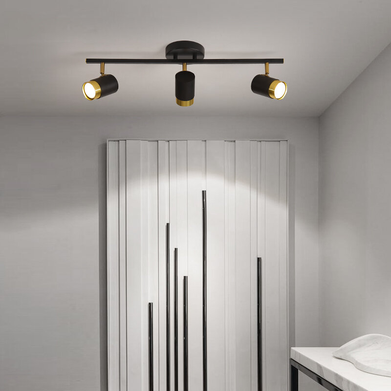 Nordic strip led lustres com holofotes para sala de estar quarto varanda luzes do corredor preto branco decoração luminárias