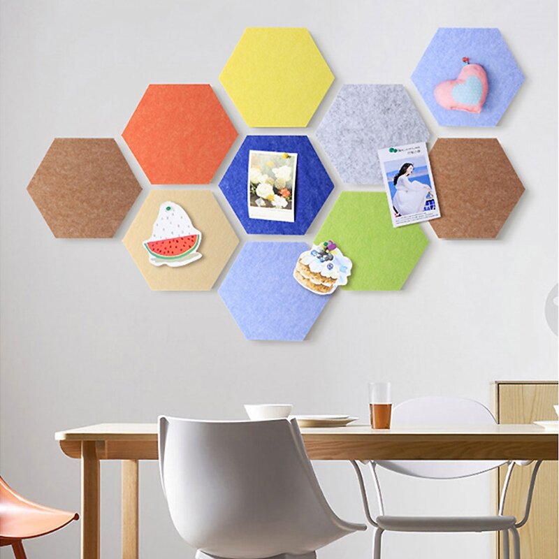 Hexagon Felt Board Felt Memo Board Self-Adhesive untuk Home Office School