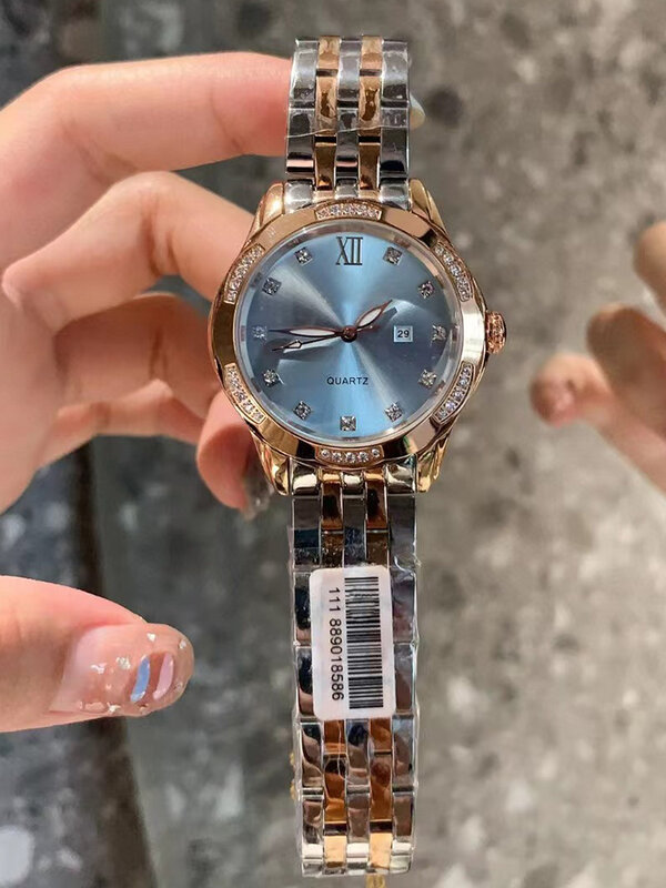 Designer 316 fine steel diamond one plated blue glass mirror quartz watch 2024 women's new watch fashion luxury belt watch