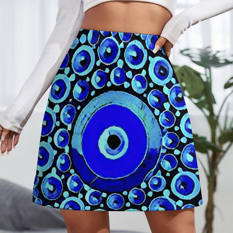 Мини-юбка с защитой от сглаза в синем Корейском стиле, шикарная и элегантная женская юбка