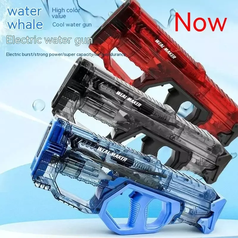 Pistola de agua eléctrica para niños, juguete de alta capacidad, transparente, continuo, totalmente automático, potente para jugar al aire libre, novedad de verano, 2024