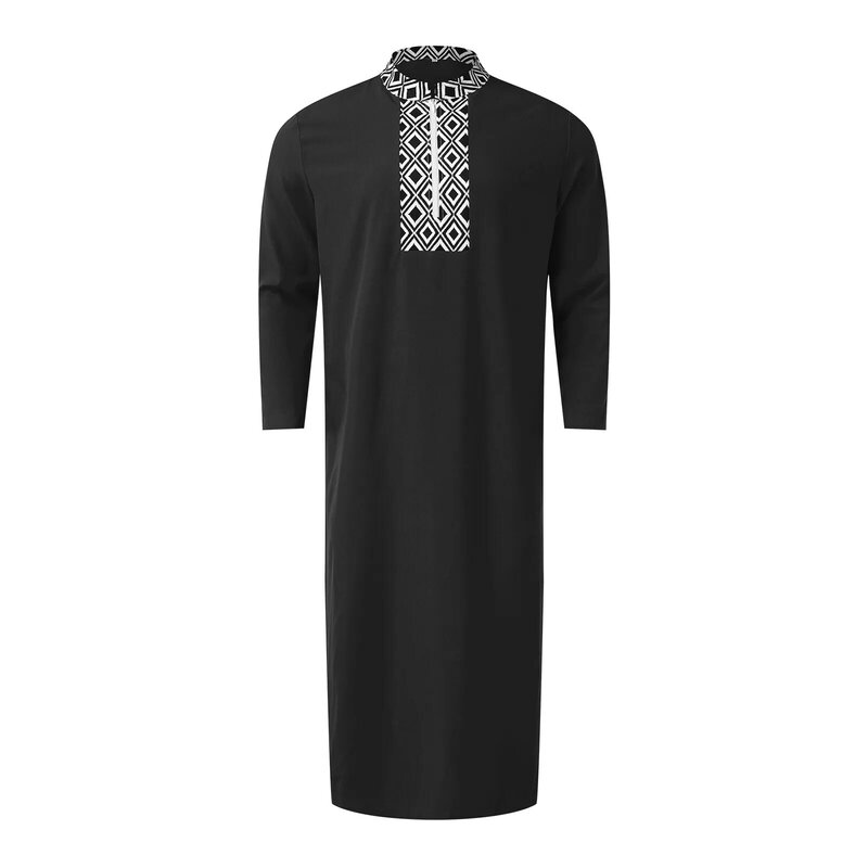 大きくてカジュアルな長袖のイスラム教徒のドレス,ジッパー付きドレス,ドバイカフタン,イスラムのジュバの服,アバヤ,チェック柄